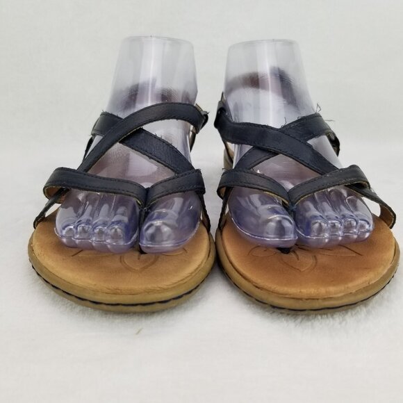 ✅B.O.C Born Concept Black Faux Leather Thong Strappy Slingback Sandals Womens 8M - Picture 6 of 11